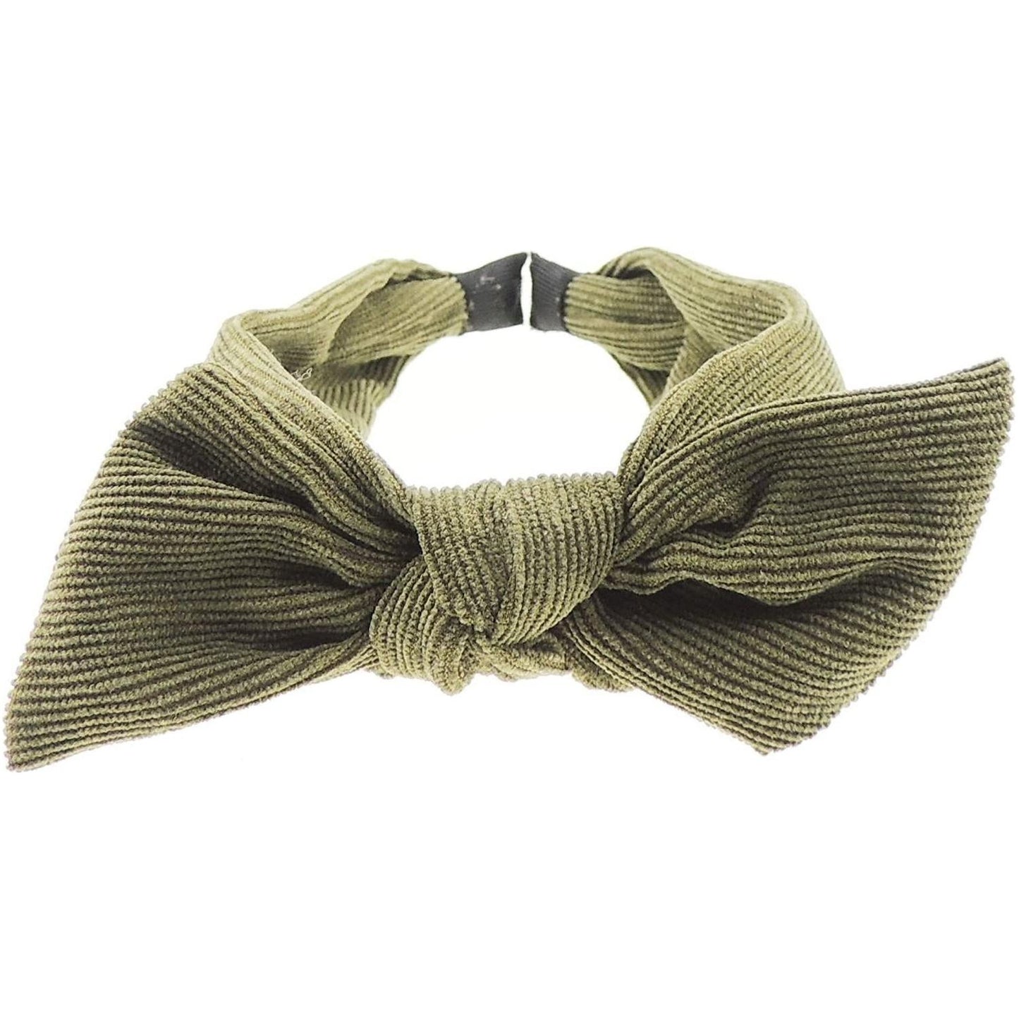 Ladies Corduroy Draped Top Knot Square Bow Headband Alice Band