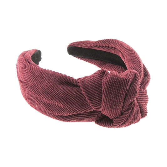 Girls Ladies Winter Corduroy Draped Top Knot Headband Alice Band