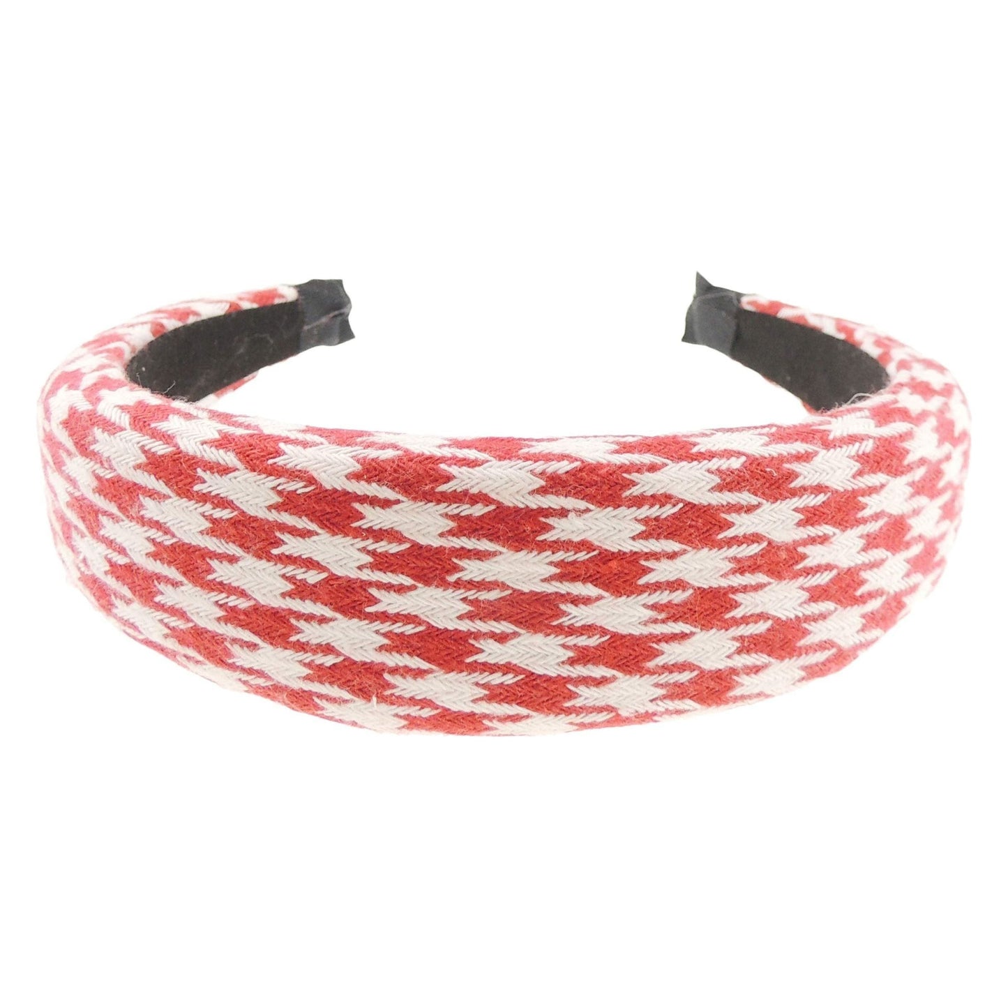 Ladies Padded Wide Big Dogtooth Houndstooth Plaid Print Headband Alice Band