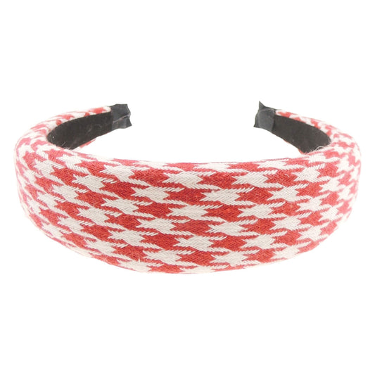 Ladies Padded Wide Big Dogtooth Houndstooth Plaid Print Headband Alice Band