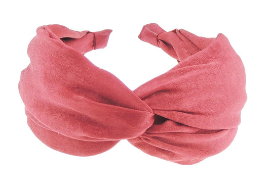 Ladies Wide Top Twist Detail Fabric Covered Headband Alice Band Wide Silk Look