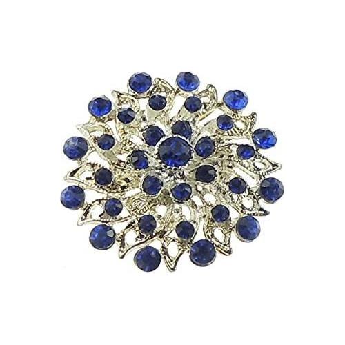 Gorgeous Ladies Formal Lapel 3cm Small Metal Scarf Brooch Crystal Circle Sun Rays