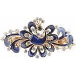 Ladies Enamel & Diamante Evening Occasion Stencil Hair Barrette Clip Peacock Waves