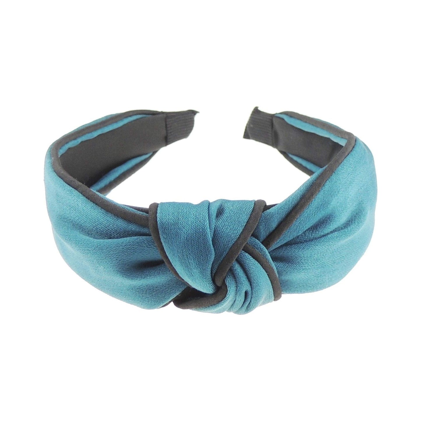 Ladies Silk Look Evening Black Piping Trim Top Knot Headband Alice Band