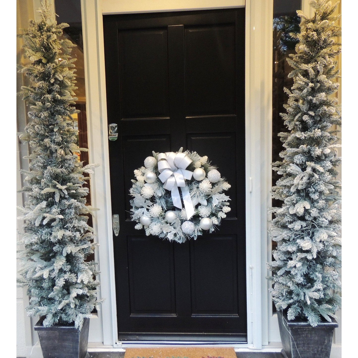 Luxury Christmas Frosted Wreath For Front Door, Fireplace Mantle, Luxury Home Decorations, White Silver Xmas, Winter Decor, Designer Wreath