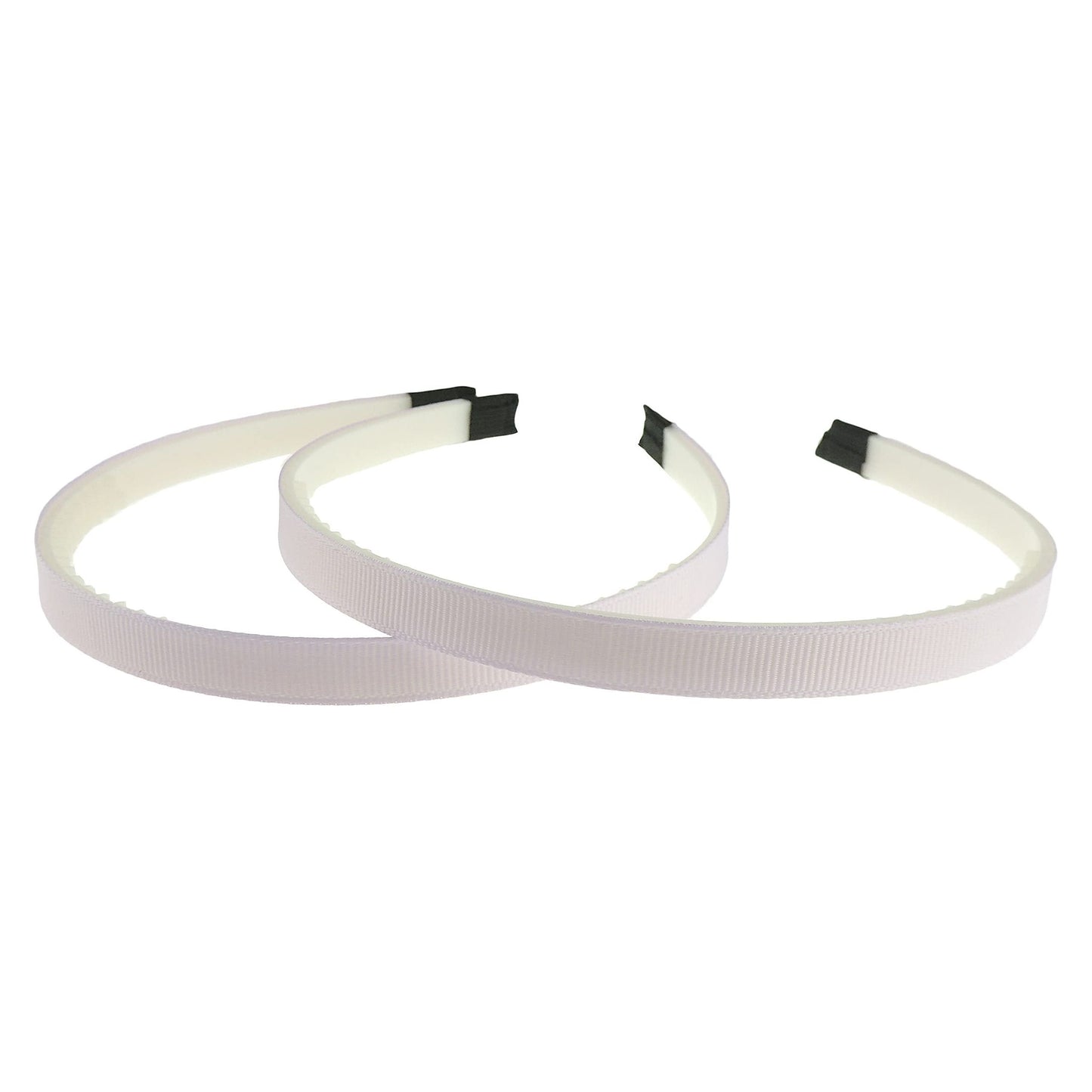 Ladies Girls Set of 2 Ribbed Satin Ribbon 10mm White Toothed Covered Headband Alice Band