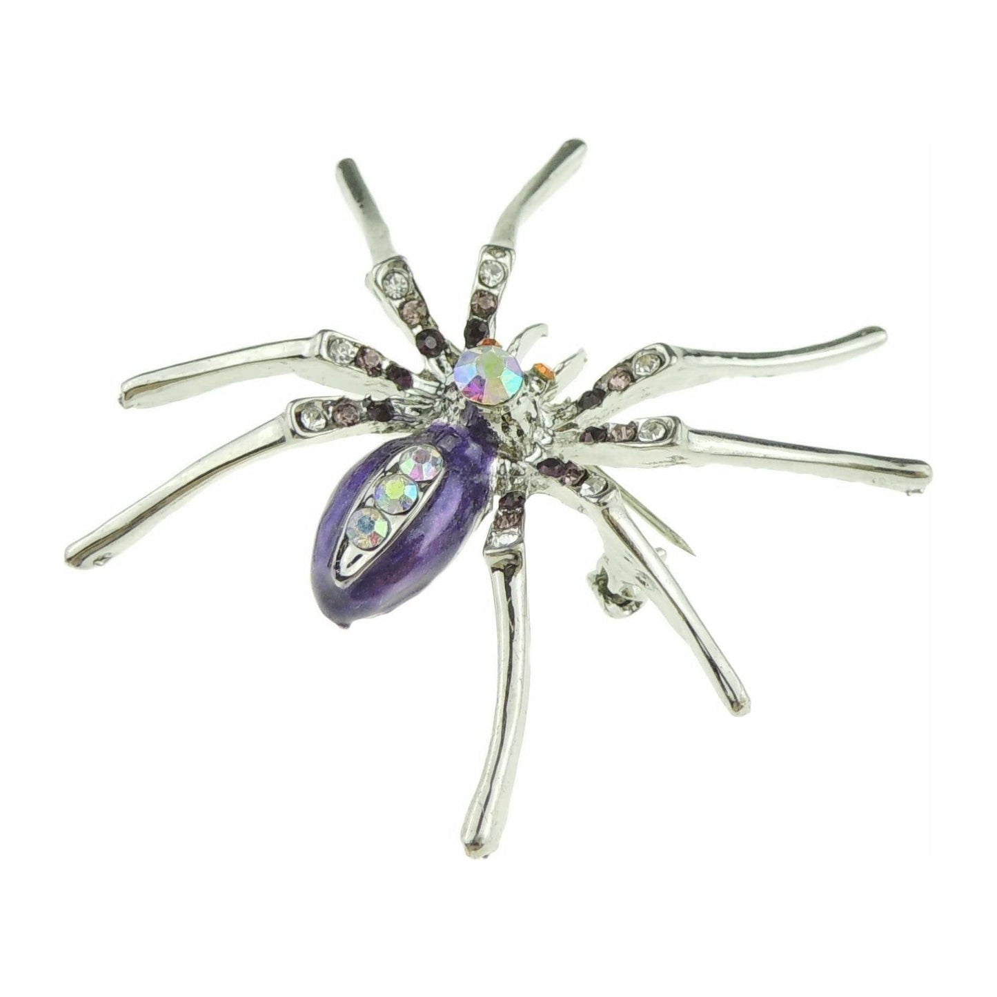 Unisex Diamante Rhinestone Crystal Enamel Halloween Fancy Dress Spider Badge Brooch