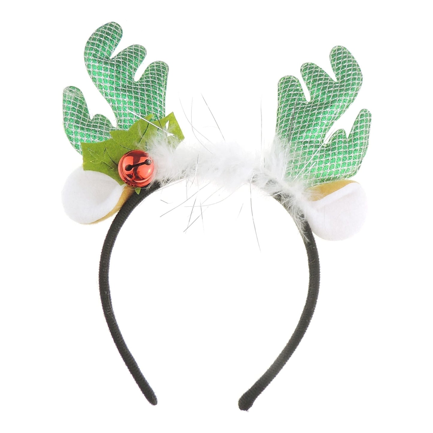 Unisex Womens Mens Festive Christmas Nativity Costume Outfit Party Headband Hair Hoop Alice Band Hairband Deeley Springs Bopper Plush Deer Antler Ears Reindeer Metallic Glitter