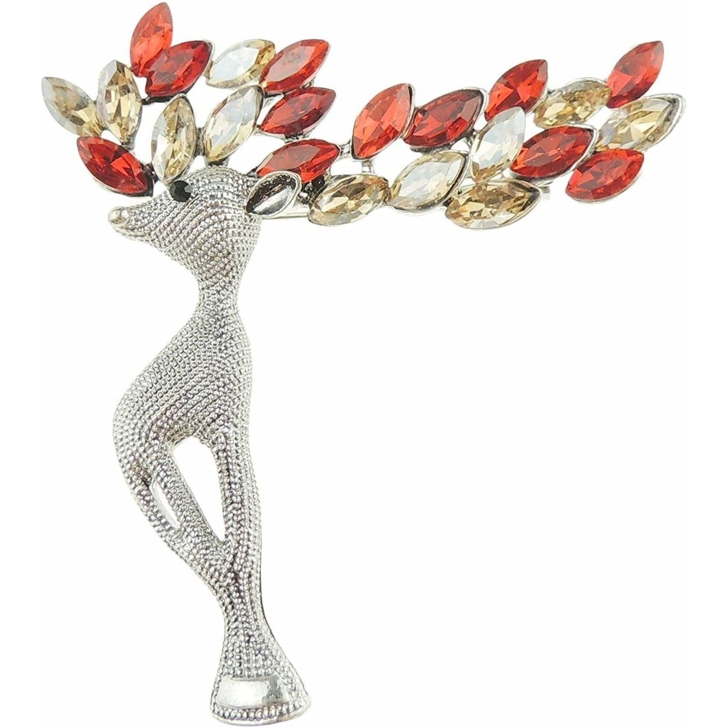 Ladies Silver Gold Tone Crystal Diamante Large Antlers Christmas Reindeer Stag Brooch Boxed