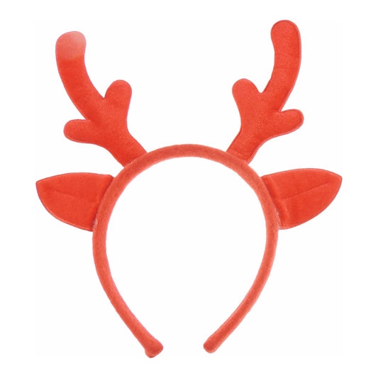 Unisex Womens Mens Festive Ears Christmas Nativity Costume Outfit Party Headband Hair Hoop Alice Band Hairband Deeley Springs Bopper Velour Plush Red Deer Reindeer Elk Stag Antlers