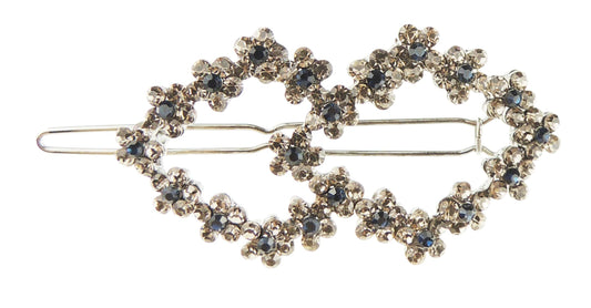 Womens Sparkly Silver Tone Crystal Flowers Floral Diamante Crystal Rhinestone Womens Girls Party Birthday Christmas Bridal Hairpin Hair Clip Grip Bobby Pin Clip Slide Rhombus Diamond Shape