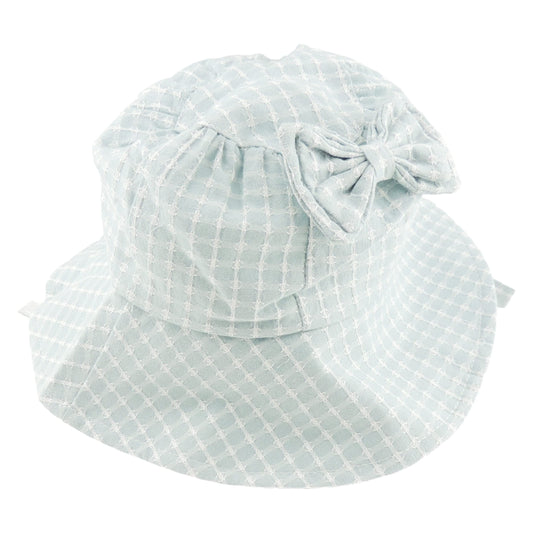 Cute Baby Girls Kids Babies Infants Toddler Childrens Tartan Plaid Print Bow Cotton Sun Hat Beach Bonnet Fisherman Sun Protection Hat Boonie Bucket Beanie Bucket Cloche Cap 3 6 9 Months (White Black)