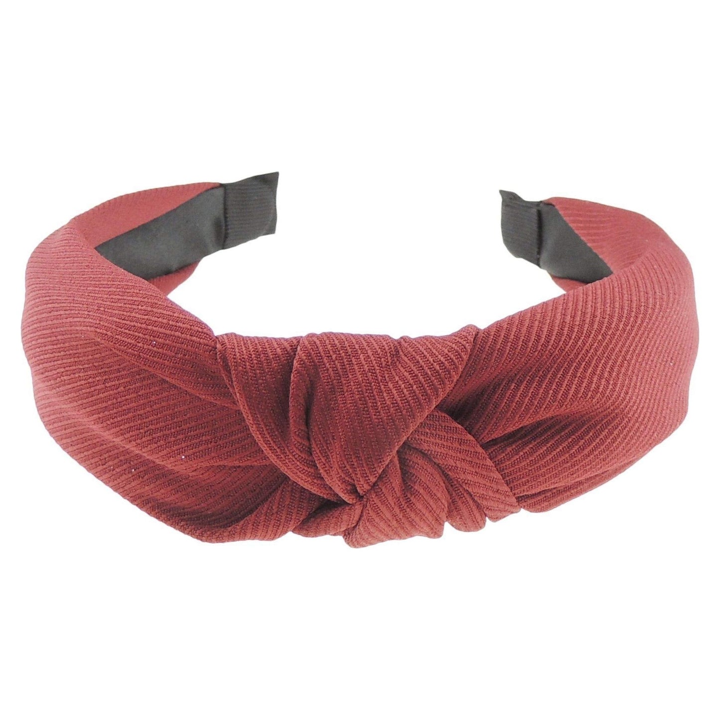 Ladies Draped Chiffon Stripe Twist Knot Headband Alice Band (Burgundy)