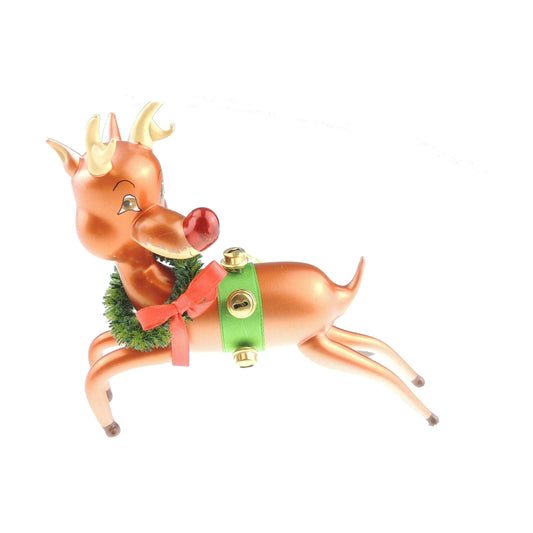 Italian Hand Blown Glass Keepsake Christmas Tree Ornament Bauble Festive Christmas Red Nosed Reindeer