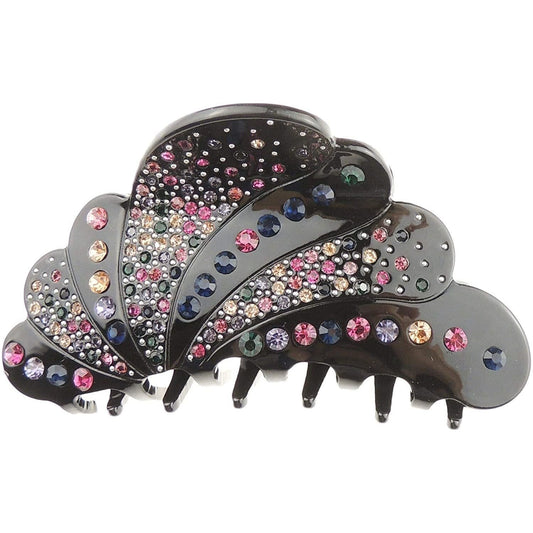 Ladies 10cm Diamante Crystal Hair Claw Clamp Butterfly Peacock Wings