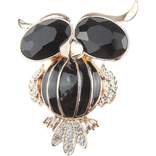 Ladies Mens Diamante Crystal Large Eyes Fat Owl Bird Brooch