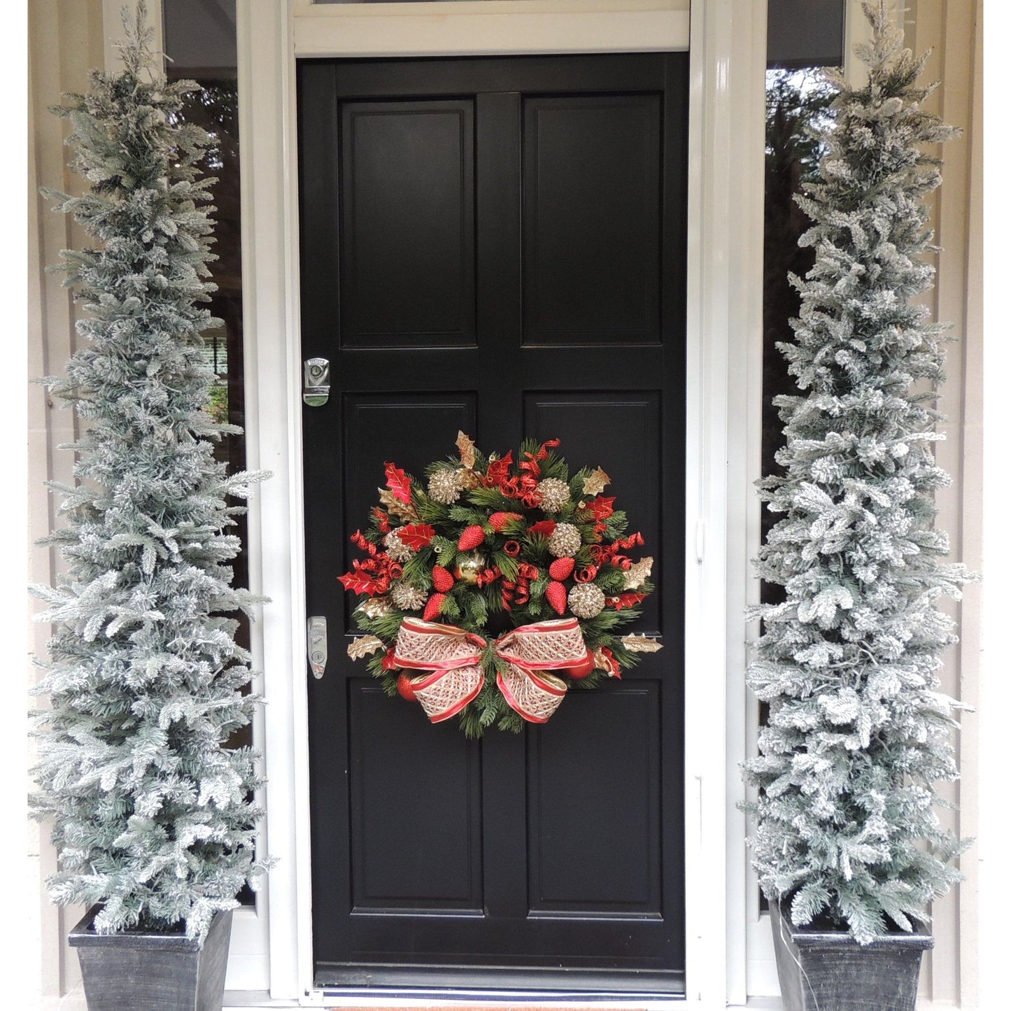 Luxury Christmas Wreath For Front Door, Fireplace Mantle, Luxury Home Decorations, Red Green Xmas, Winter Mantle Decor, Designer Wreath