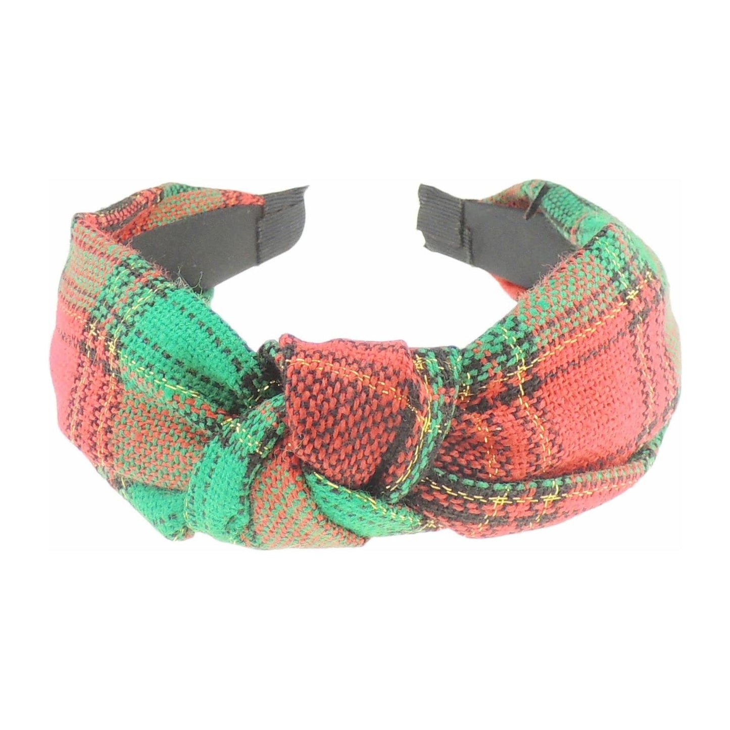 Festive Christmas Tartan Plaid Tweed Fabric Womens Girls Bow Knotted Top Knot Twist Twisted Turban Winter Headpiece Deeley Bopper Dance Party Headband Hair Alice Band