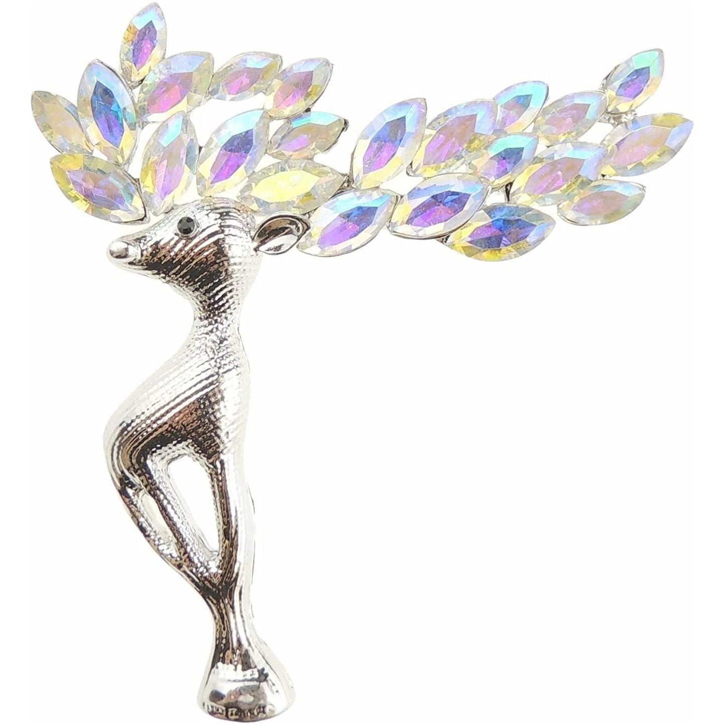 Ladies Silver Gold Tone Crystal Diamante Large Antlers Christmas Reindeer Stag Brooch Boxed