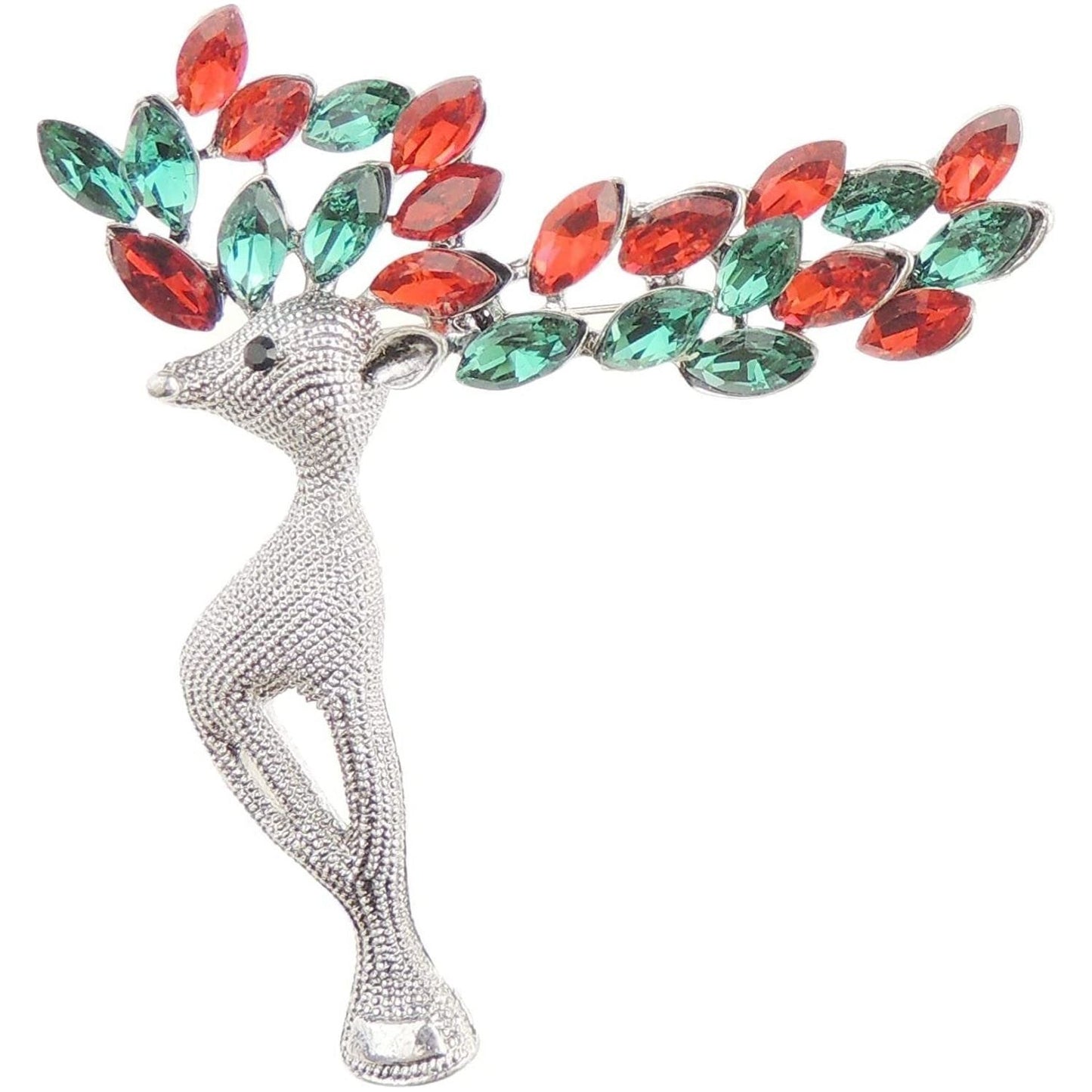 Ladies Silver Gold Tone Crystal Diamante Large Antlers Christmas Reindeer Stag Brooch Boxed