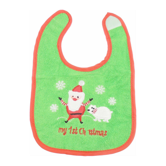 Glamour Girlz Baby Girls Boys My Very First Christmas Nylon Close Bib