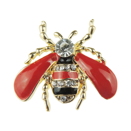 Ladies Crystal Diamante Enamel Bumble Bee Lapel Brooch