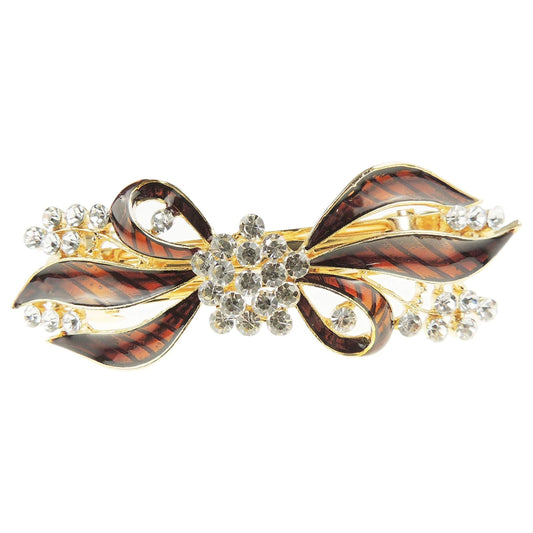 Womens Girls Crystal Rhinestone Diamante Wedding Birthday Party Evening Ponytail Fine Medium Hair Accessories Occasion Barrette Hairpin Grip French Spring Clip Enamel Bow Ribbon