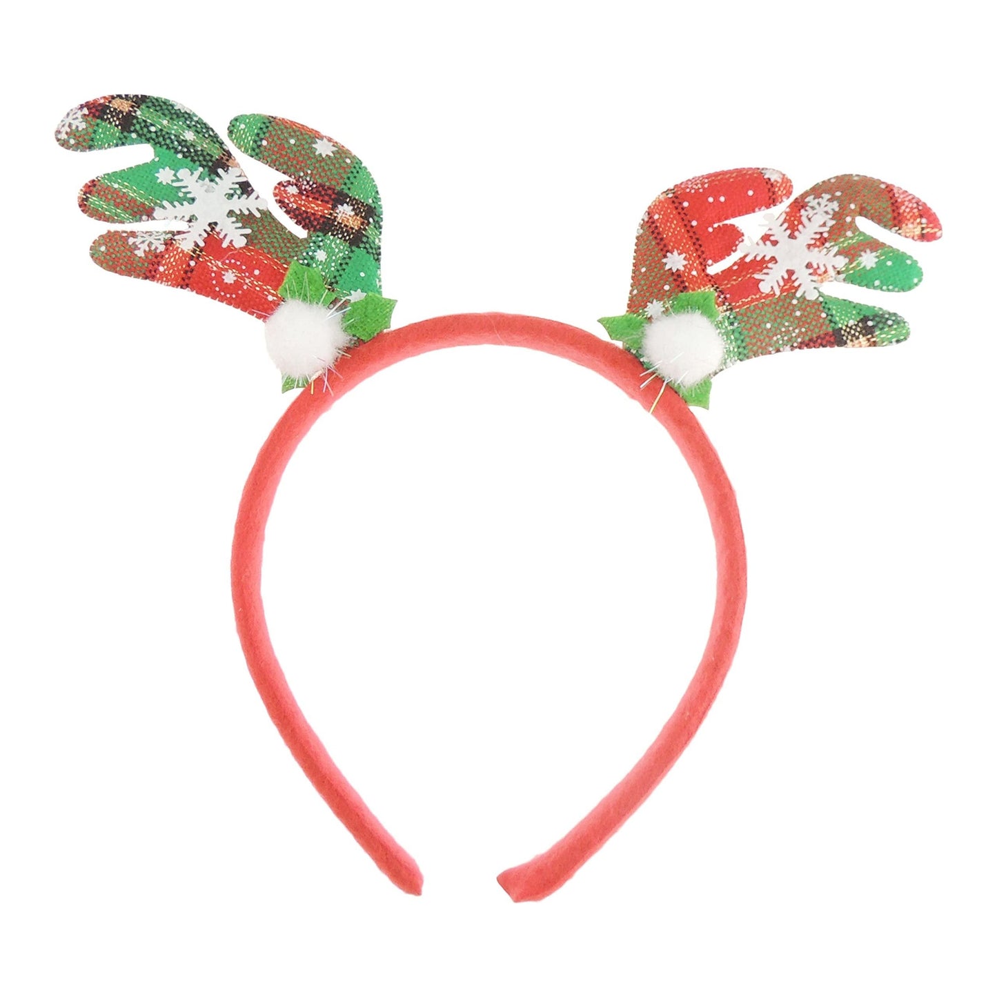 Glamour Girlz Unisex Womens Mens Festive Christmas Nativity Costume Outfit Party Headband Hair Hoop Alice Band Hairband Deeley Springs Bopper Plush Deer Antler Ears Reindeer Red Tartan Plaid