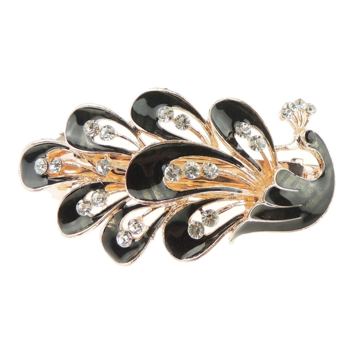 Beautiful Ladies Vintage Gold Tone Chunky Metal 8 cm Hair Evening Barrette Peacock in 6 Colours