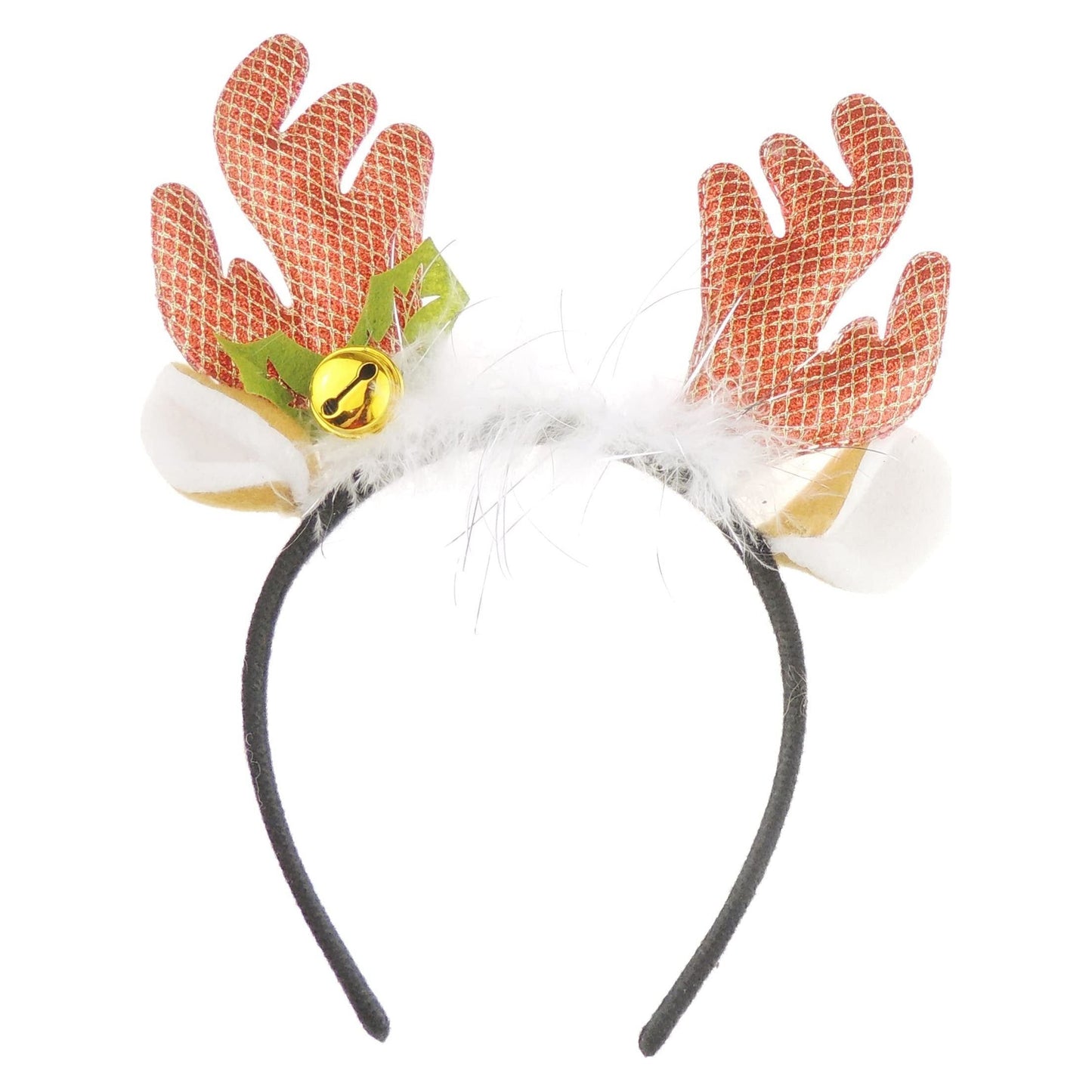 Unisex Womens Mens Festive Christmas Nativity Costume Outfit Party Headband Hair Hoop Alice Band Hairband Deeley Springs Bopper Plush Deer Antler Ears Reindeer Metallic Glitter