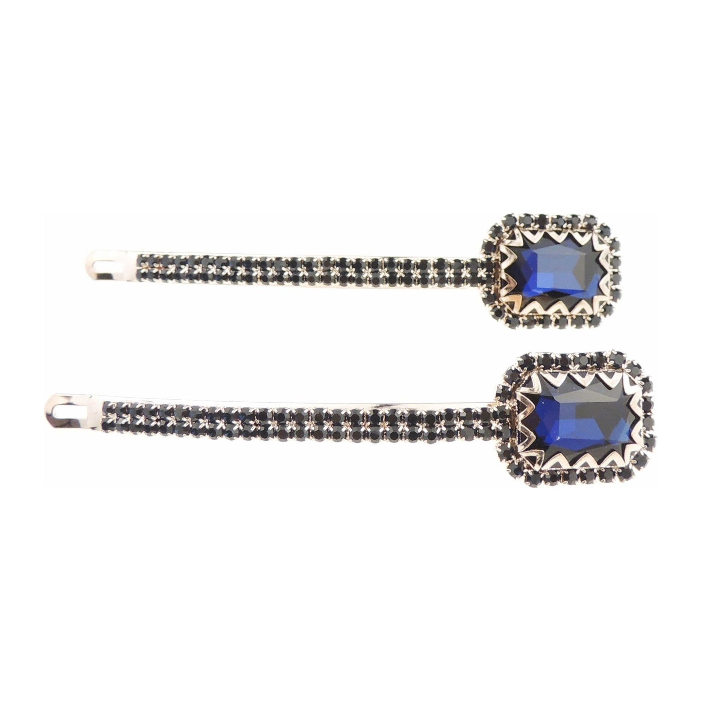 Set of 2 Ladies Girls Sparkly Diamante Hair 9cm Grip Large Square Stone