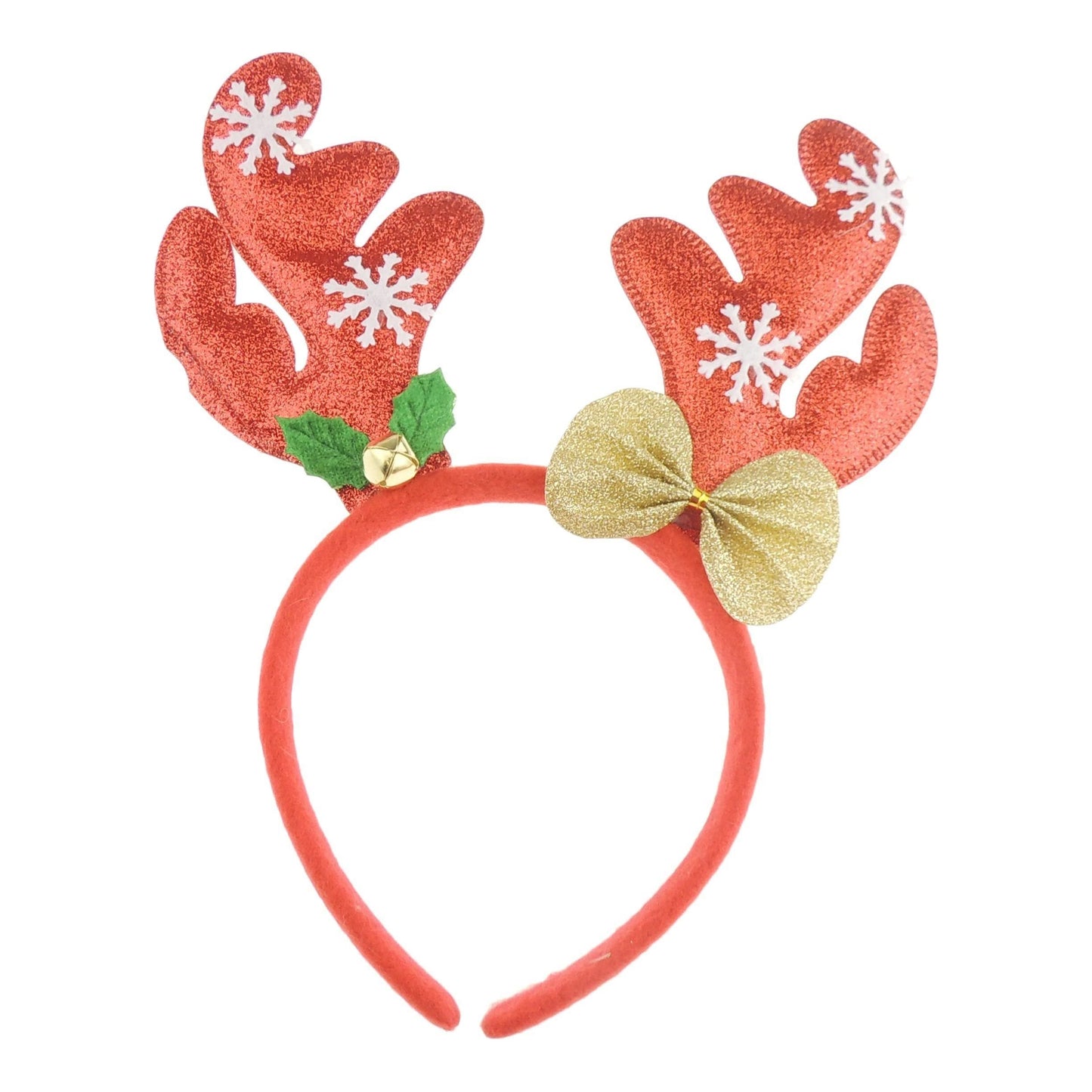 Unisex Womens Mens Festive Christmas Nativity Costume Outfit Party Headband Hair Hoop Alice Band Hairband Deeley Springs Bopper Plush Deer Antler Ears Reindeer Red Gold Glitter Bow Snowflake