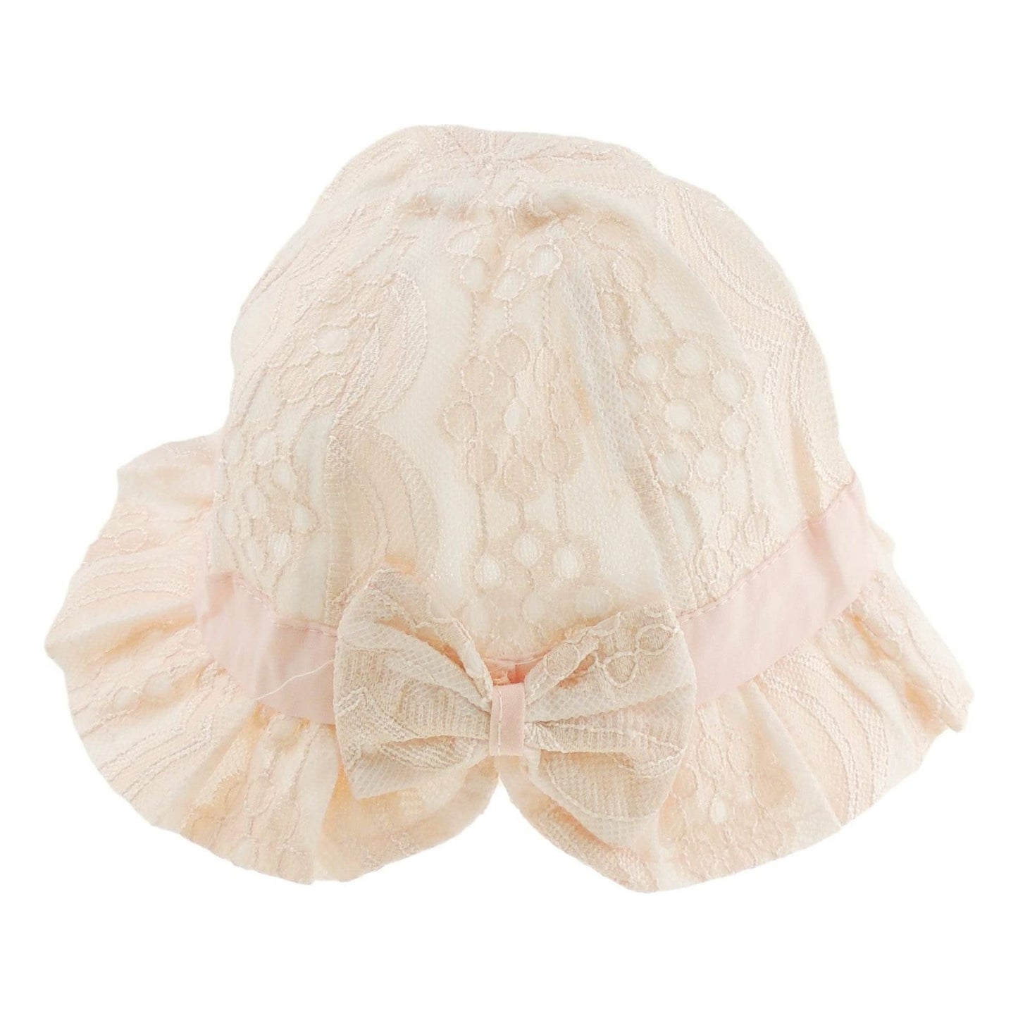 Cute Baby Girls Kids Newborn Lace Bow Pattern Poke Retro Cloche Cap Beanie Bucket Summer Beach Sunhat Sun Hat