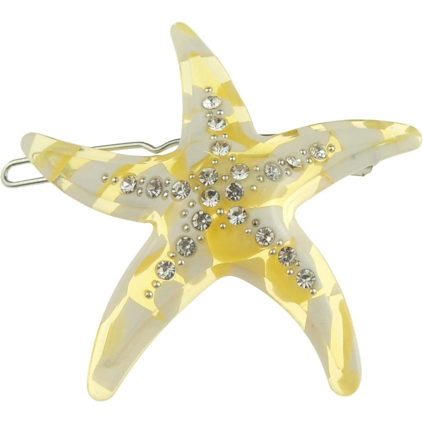 Ladies Girls Marble Look Diamante Crystal Encrusted Hair Barrette Slide Clip Sea Lover Starfish