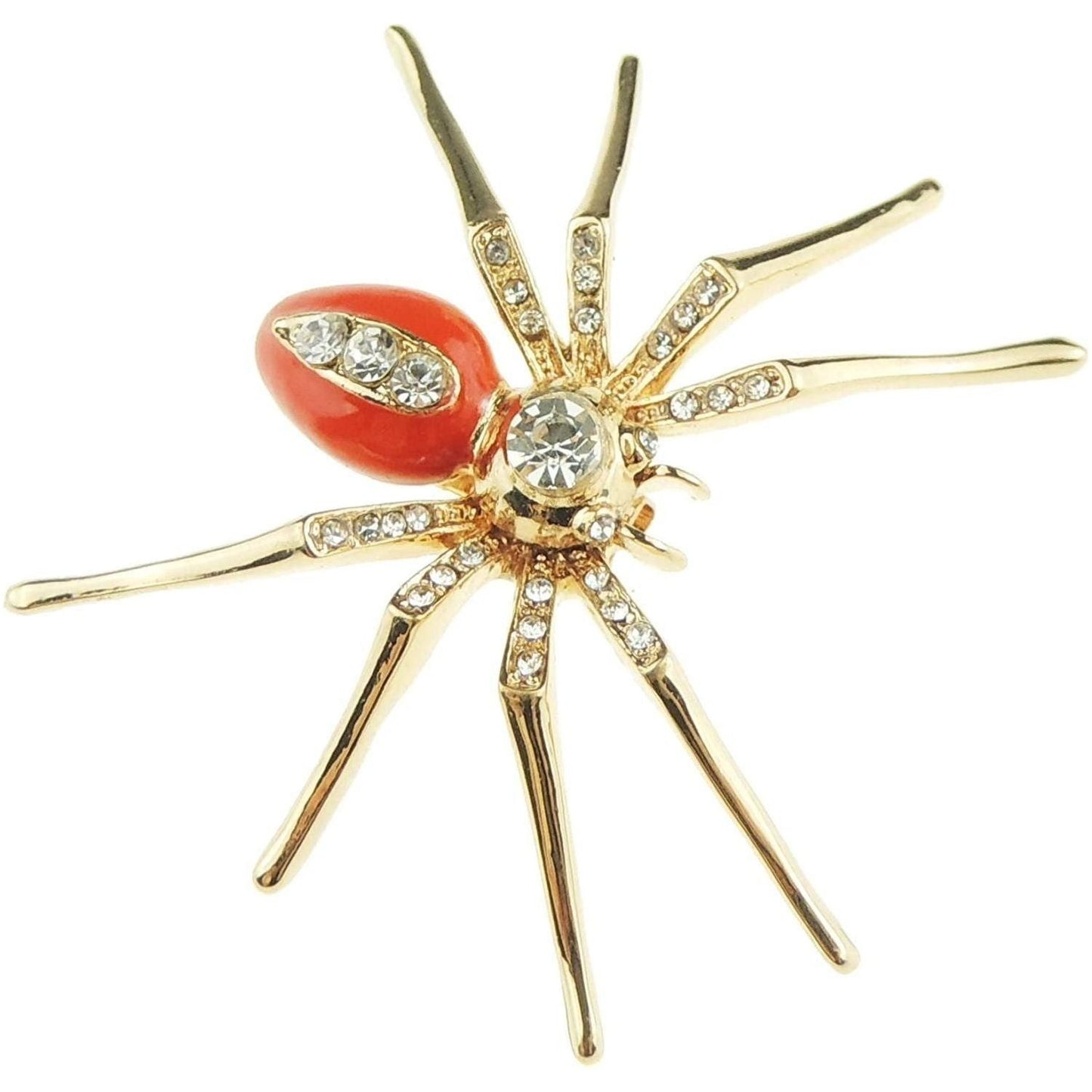 Unisex Diamante Rhinestone Crystal Enamel Halloween Fancy Dress Spider Badge Brooch