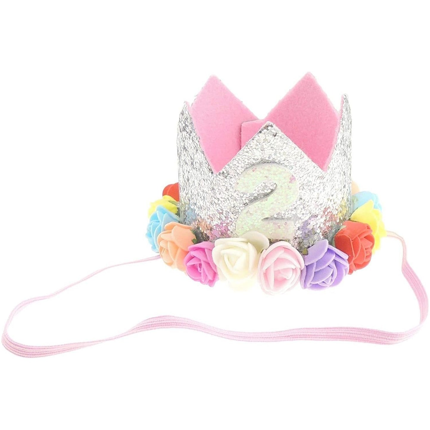 Baby Boys Girls Glitter 2 Two 2nd Years Birthday Elasticated Crown