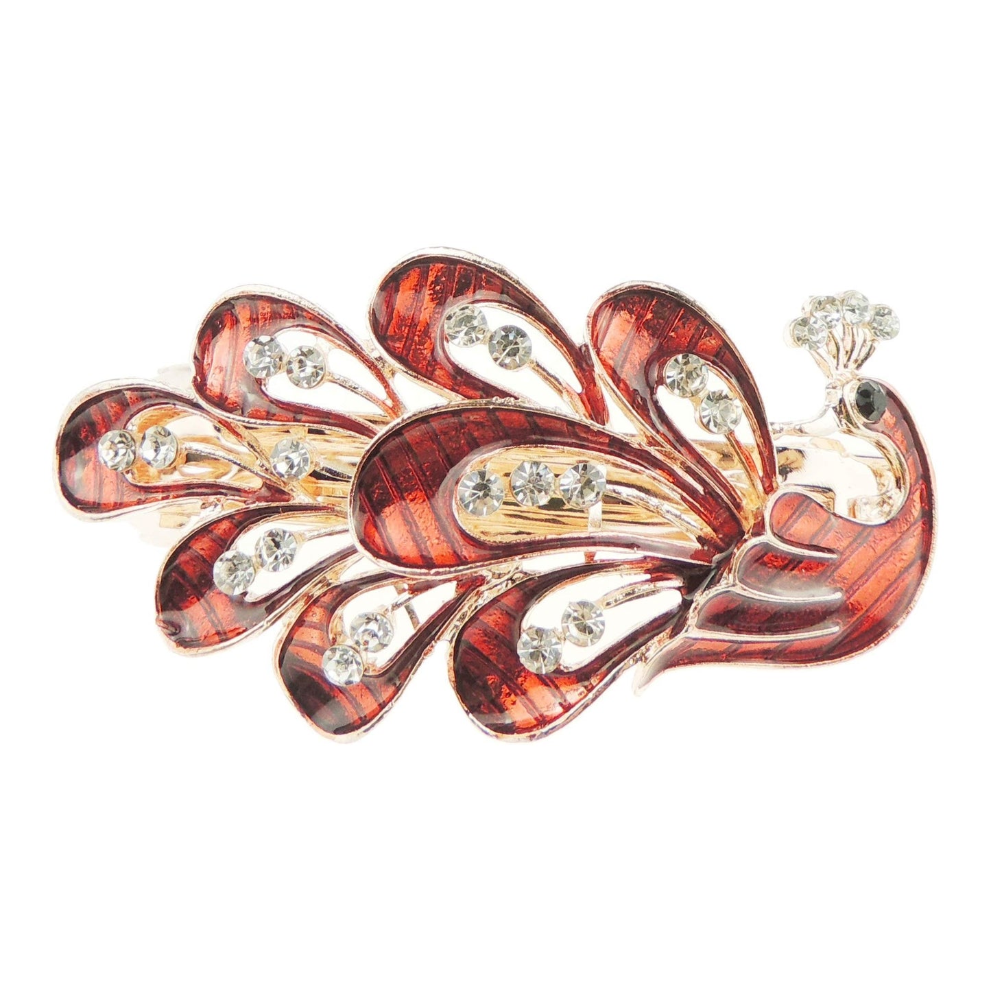 Beautiful Ladies Vintage Gold Tone Chunky Metal 8 cm Hair Evening Barrette Peacock in 6 Colours