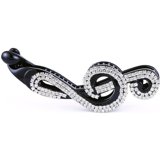 Womens Girls Crystal Rhinestone Diamante Small Bridal Wedding Guest Party Bridesmaid Birthday Hair Accessories Banana Styling Music Clef Treble 11cm Ponytail Hair Barrette Grip Claw Clamp Clip