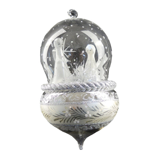 Italian Hand Blown Large Glass Keepsake Christmas Tree Ornament Bauble Nativity Scene Joseph, Jesus and Mary