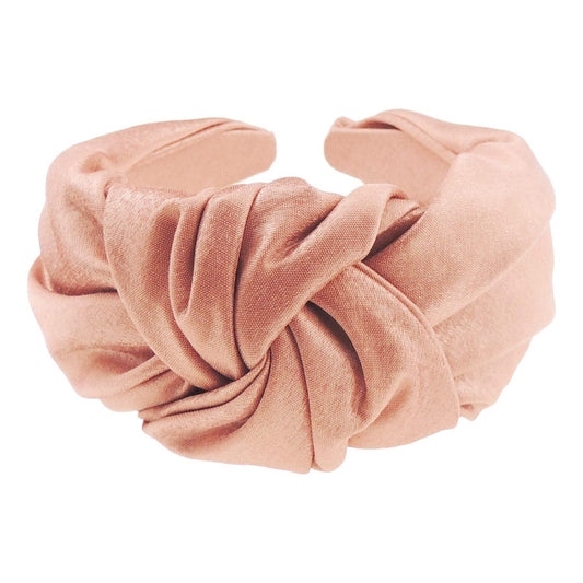 Womens Evening Fancy Knot Twist Twisted Turban Wide Thick Formal Boho Vintage Headband Alice Band Hair Accessories Hairband Christmas Wedding Bridesmaid Party Metallic Shimmer Chiffon