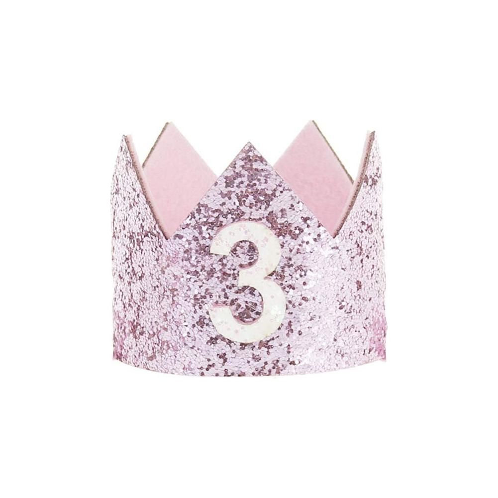 Boys Girls Cat Dog Pet Glitter 3rd 3 Three Years Old Birthday King Crown Princess Tiara Costume Party Photo Prop Headband Hat