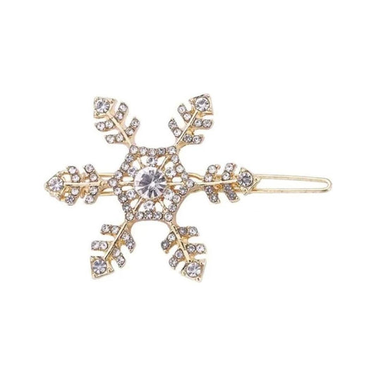 Ladies Sparkly SIlver Tone Crystal Snowflake Star Diamante Crystal Rhinestone Womens Girls Party Christmas Bridal Wedding Accessories Hairpin Hair Clip Grip Bobby Pin Clip Slide