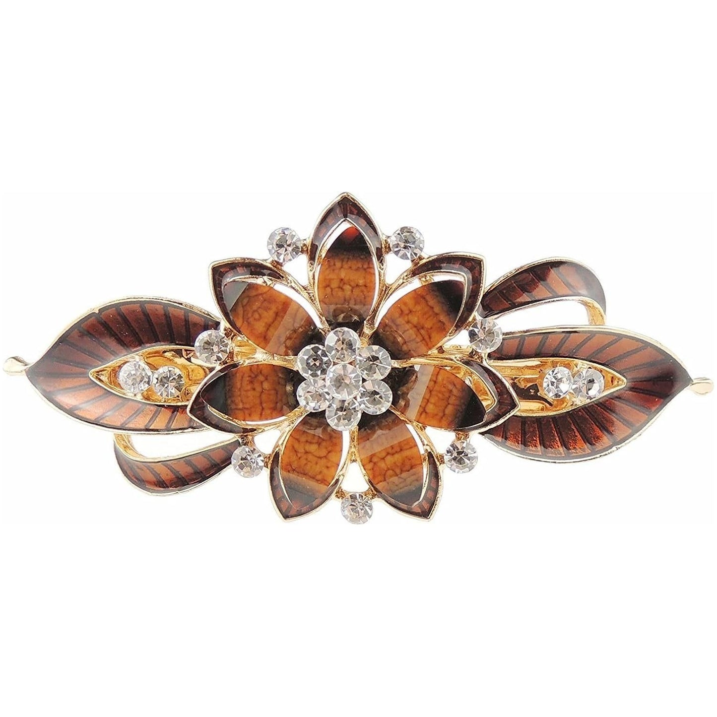 Ladies Enamel & Diamante Evening Occasion Stencil Hair Barrette Clip Double Rose