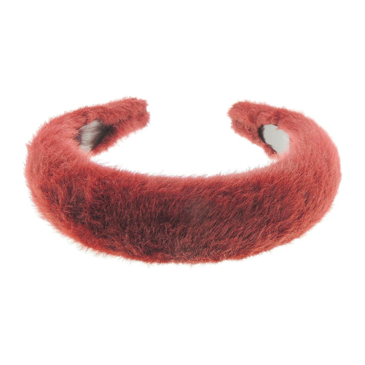 Women Soft Winter Faux Fur Padded High Sponge Formal Plaid Thick Wide Fabric Headband Alice Band Hair Accessory Hairband Christmas Birthday Wedding Guest Bridesmaid Prom Dance Holiday