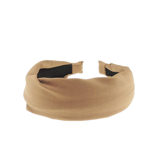 Ladies Wide Jersey Fabric Block Colour Casual Headband Alice Band (Gold)