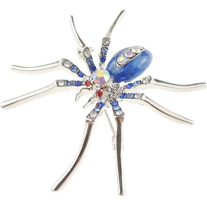 Unisex Diamante Rhinestone Crystal Enamel Halloween Fancy Dress Spider Badge Brooch