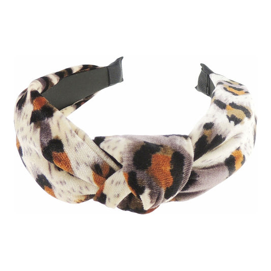 Ladies Top Knot Animal Leopard Cheetah Print Velvet Headband Alice Band