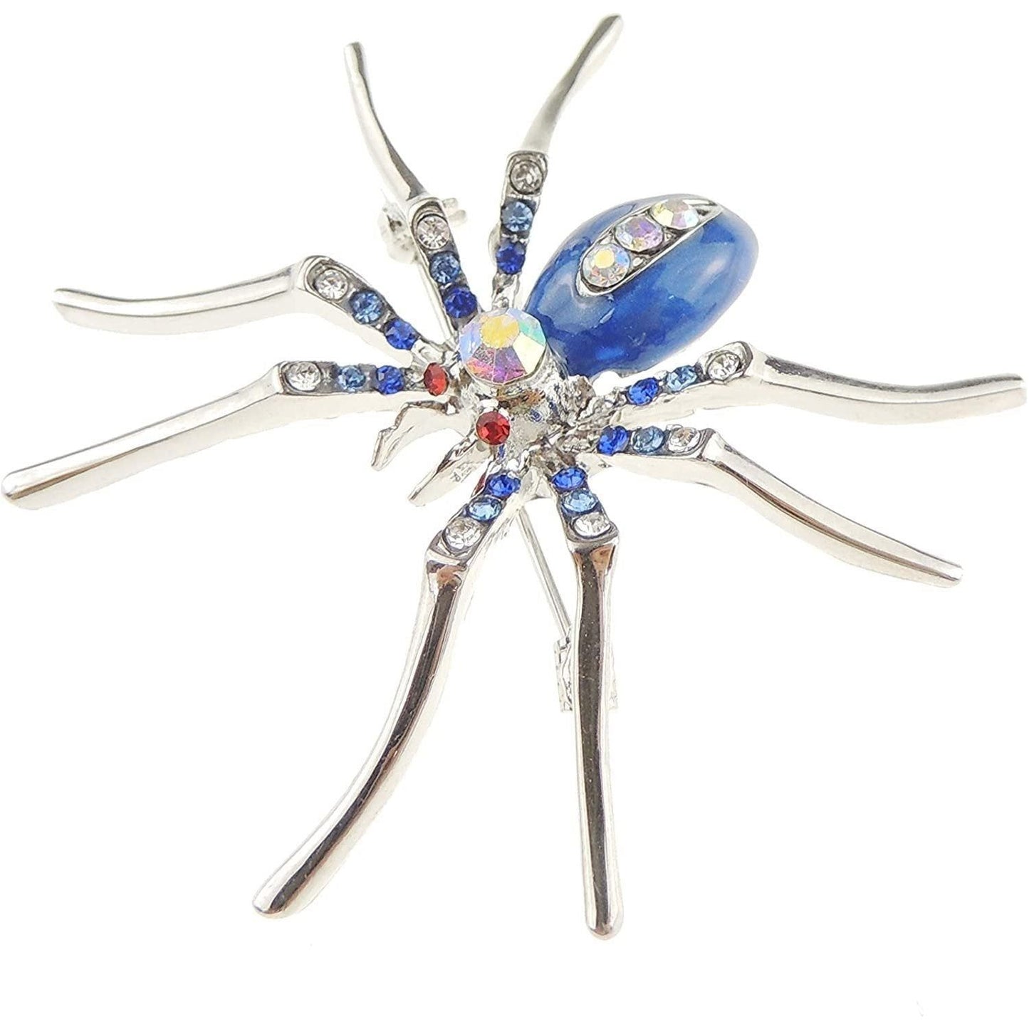 Unisex Diamante Rhinestone Crystal Enamel Halloween Fancy Dress Spider Badge Brooch