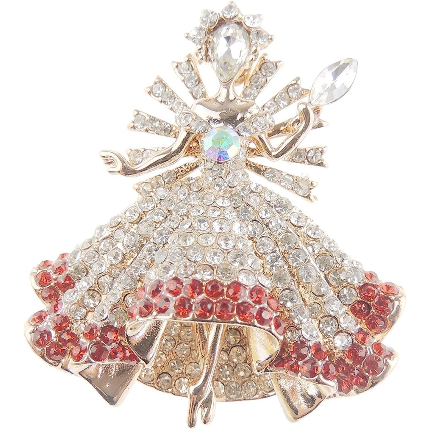 Ladies Beautiful Crystal Diamante Evening Lapel 5cm Brooch Dancing Lady Ballerina Tutu