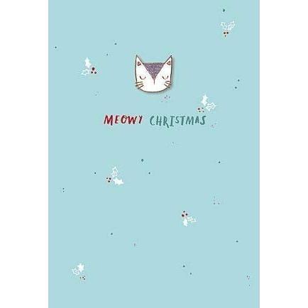 Hotch Potch Christmas Card with Enamel Pin Badge - Meowy Christmas